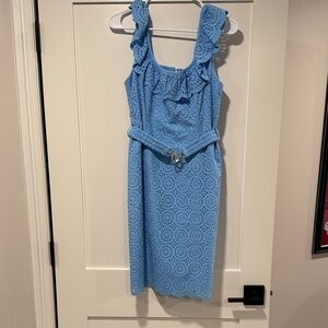 Lilly Pulitzer Light Blue Eyelet Midi Dress